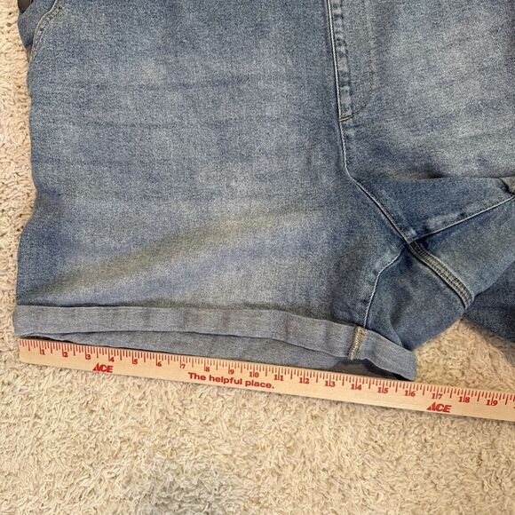 Lane Bryant Women’s Plus Size 26 Denim Short Overalls Shortalls Jeans Pockets - Picture 6 of 9